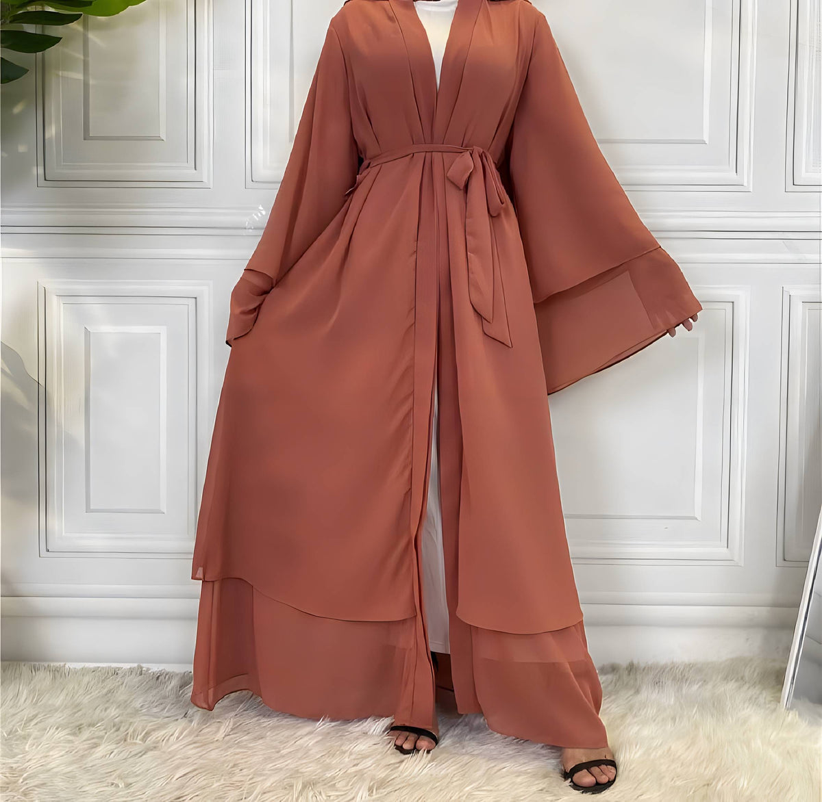 Robe cardigan chiffon femme