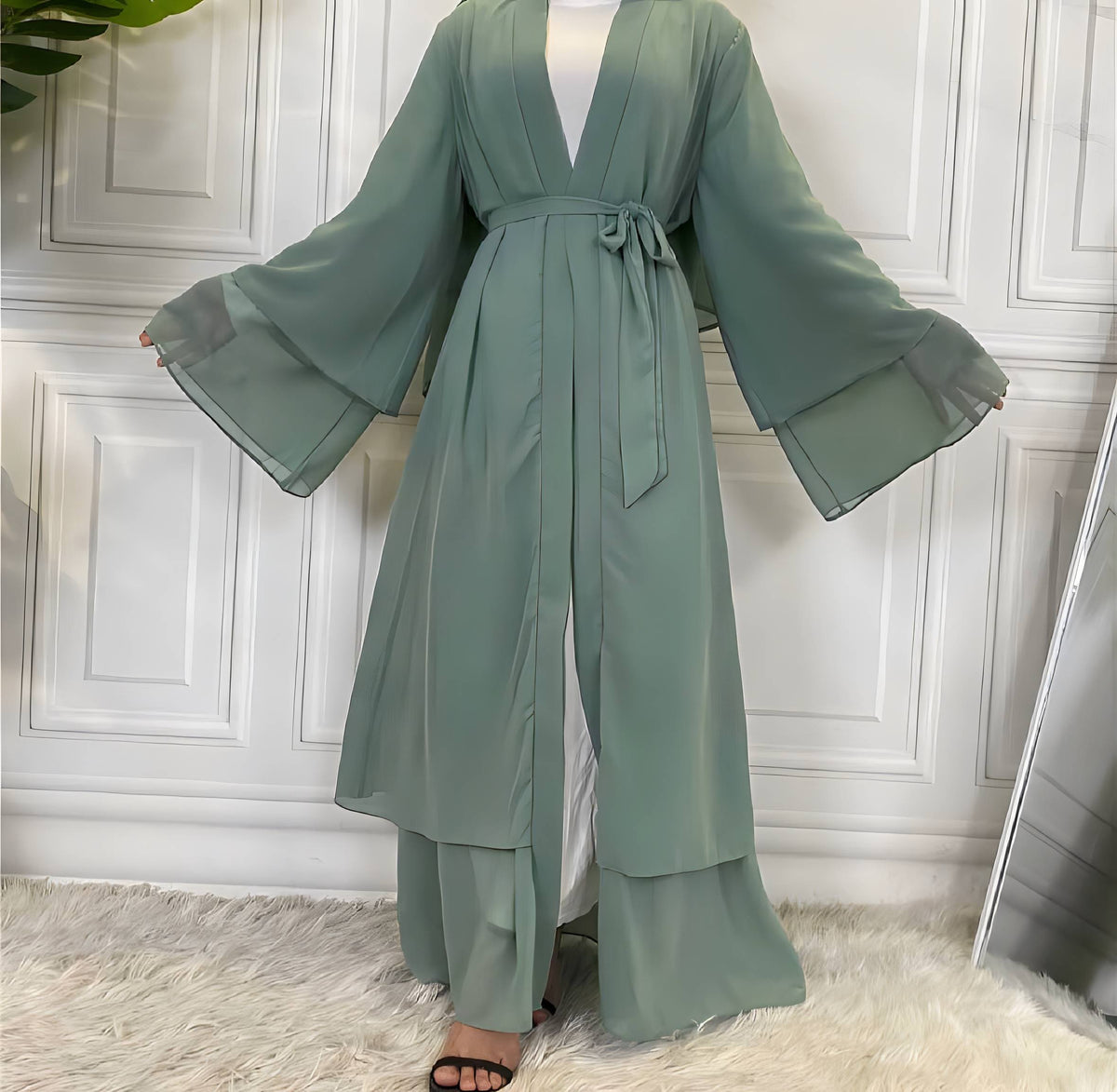 Robe cardigan chiffon femme