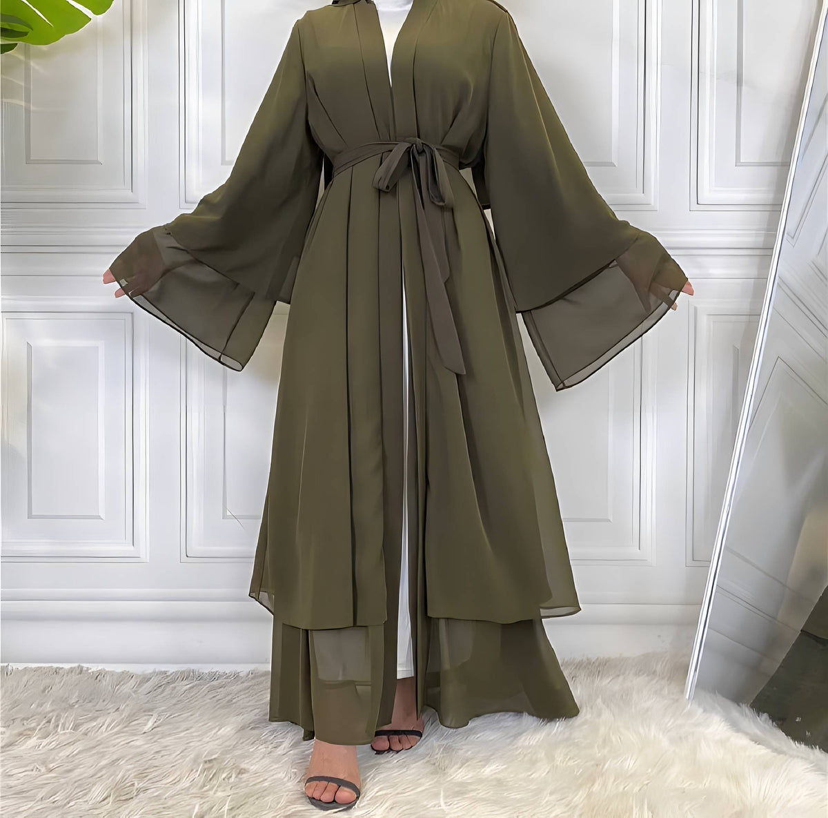 Robe cardigan chiffon femme